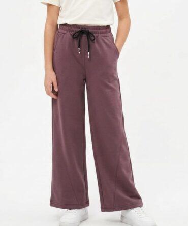 Široke pantalone za devojčice (donji deo trenerke) – mauve (prljavo ljubičasta) – slika 2